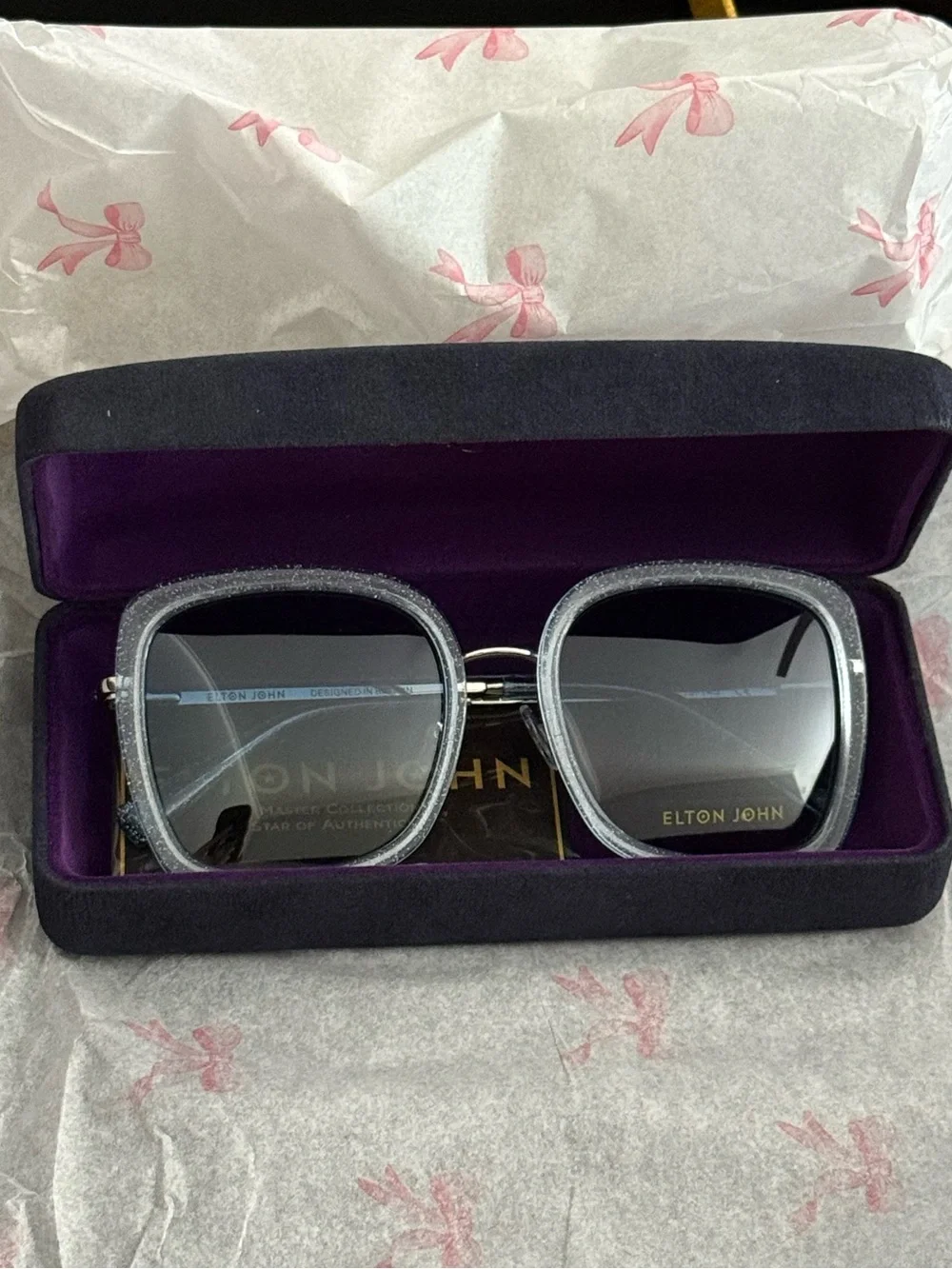 Elton John Blue Square Sunglasses - full inclusion